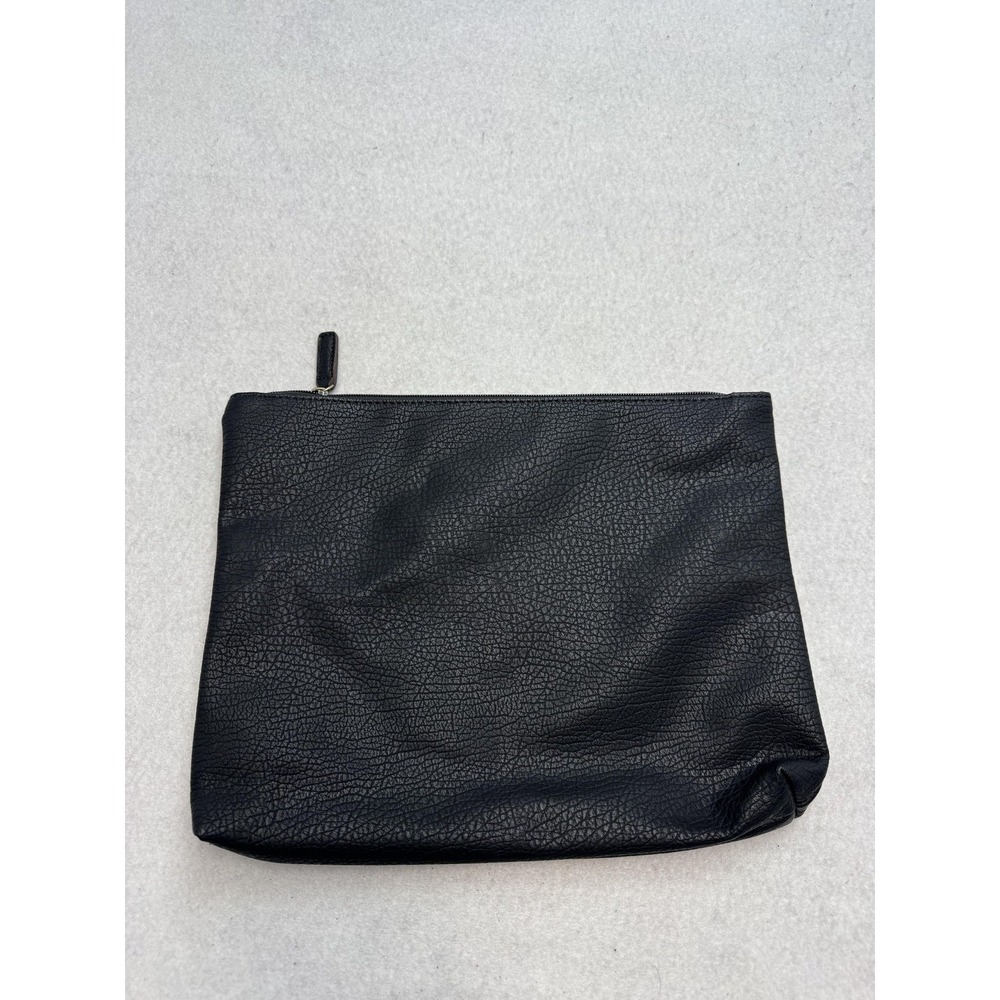 Free People Clutch Bag Women's Medium Black Faux Leather Zip Pouch Vegan Boho